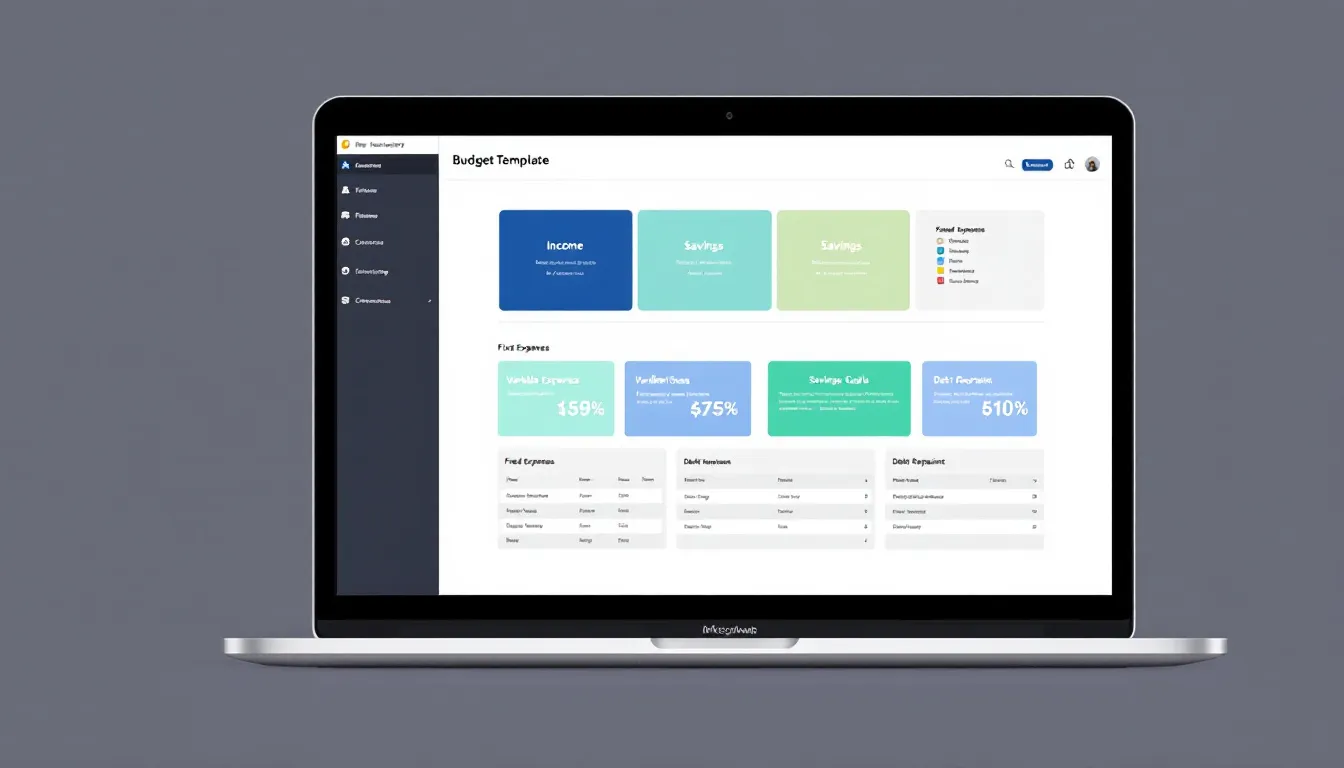 A customizable budget template designed for different financial needs, displayed on a desktop.