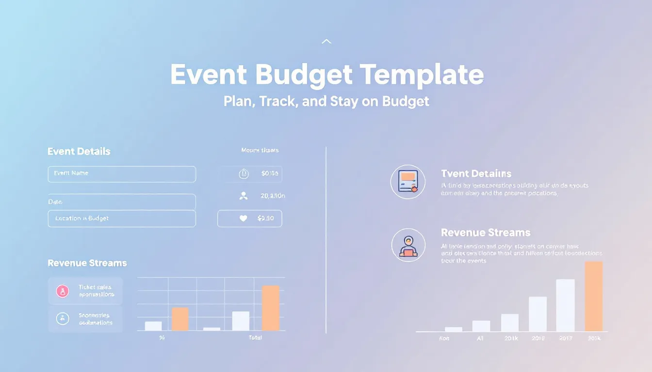 An organized event budget template designed for planning and expenses.