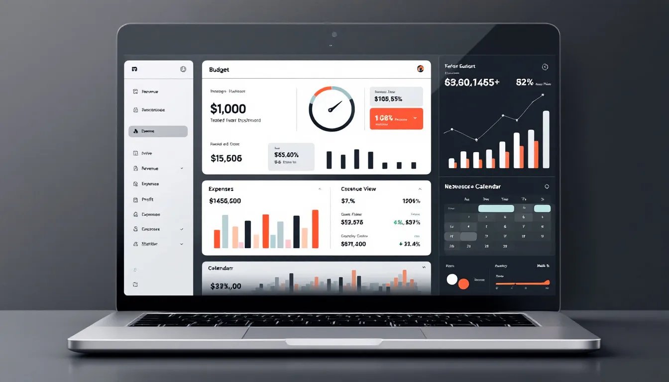 A professional business budget template displayed on a laptop screen, ideal for startups.
